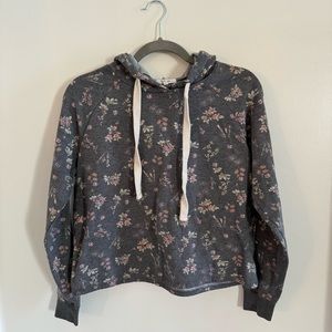 Maurice’s faded black cropped floral hoodie